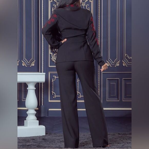 Red rhinestone pants suits - Picture 10 of 11